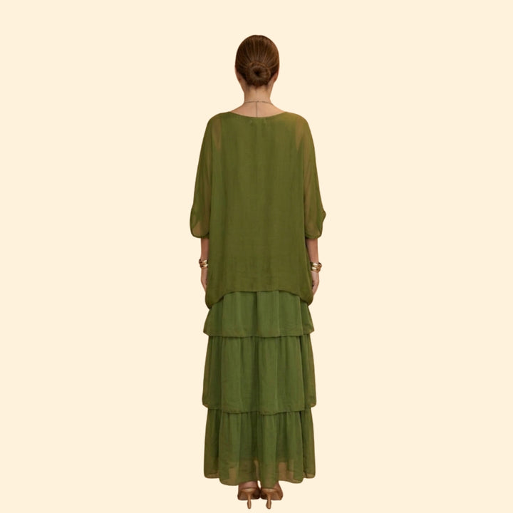 Women’s Relaxed Gown with Smocked Cuff Sleeves