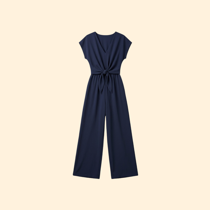 Women’s V-Neck Jumpsuit with Tie Waist