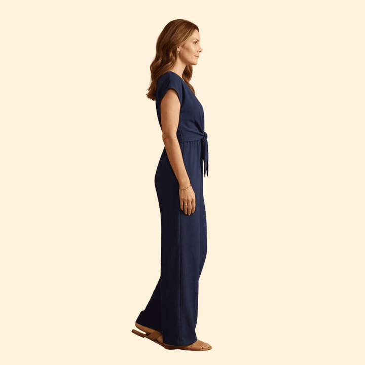 Women’s V-Neck Jumpsuit with Tie Waist