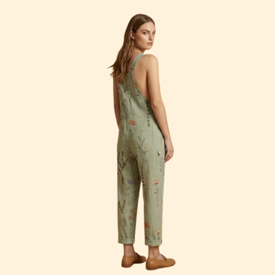 Women’s Relaxed Jumpsuit with Botanical Pattern