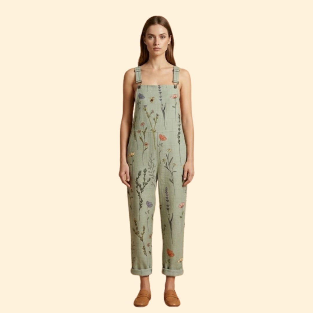 Women’s Relaxed Jumpsuit with Botanical Pattern