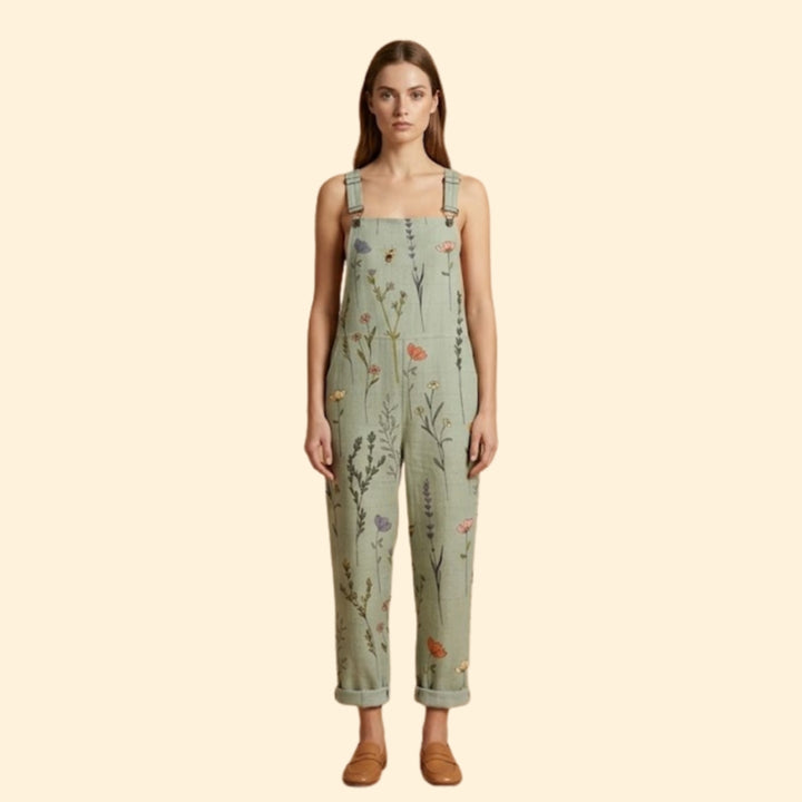 Women’s Relaxed Jumpsuit with Botanical Pattern