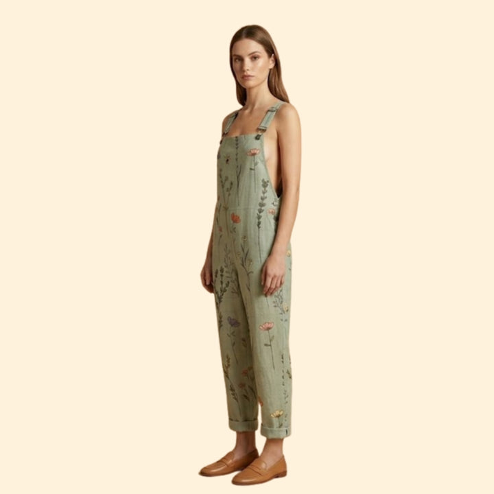 Women’s Relaxed Jumpsuit with Botanical Pattern