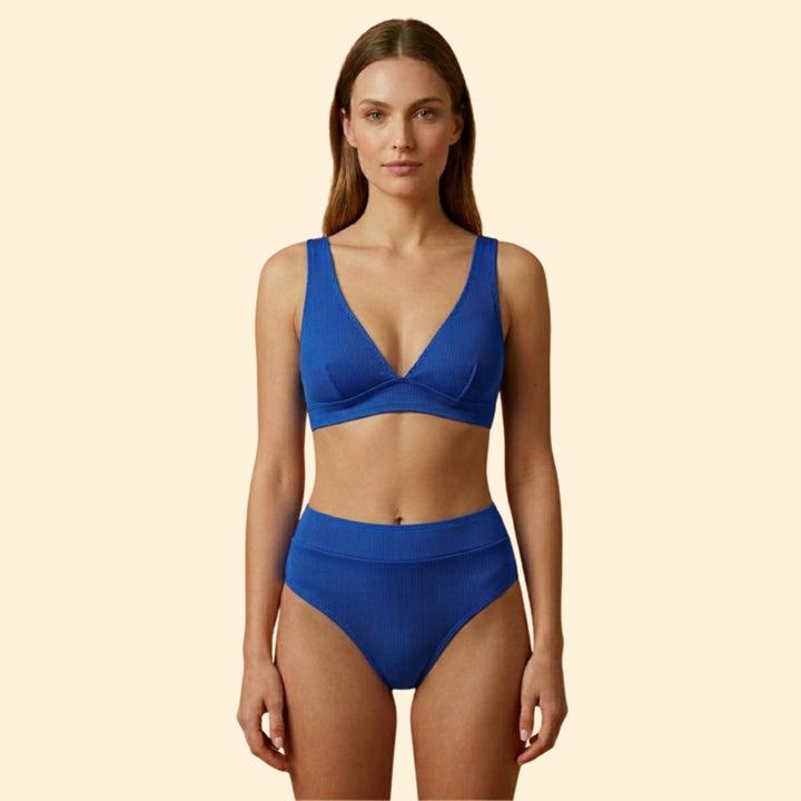 Women’s Ribbed Bikini Set with Wide Straps