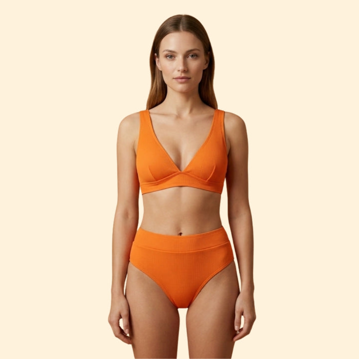 Women’s Ribbed Bikini Set with Wide Straps