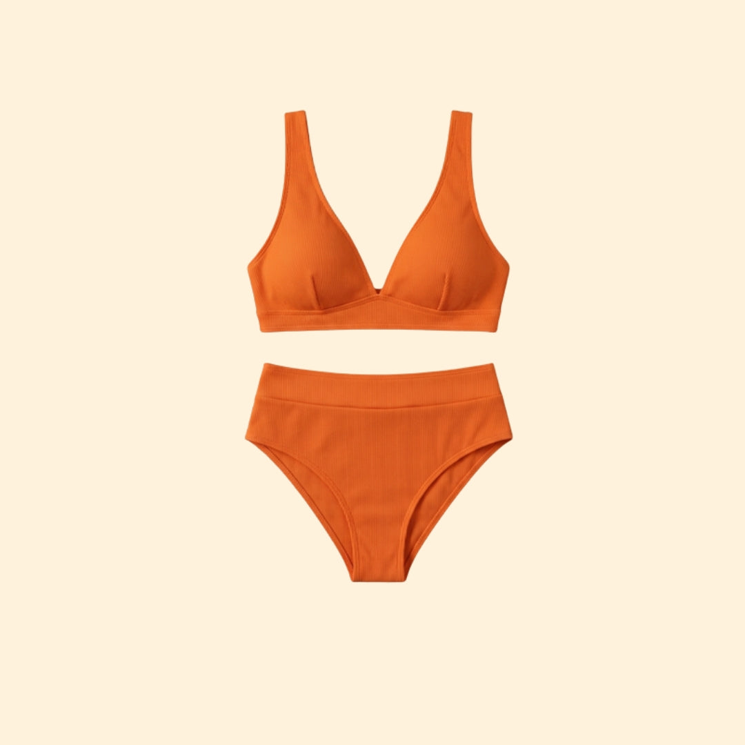 Women’s Ribbed Bikini Set with Wide Straps