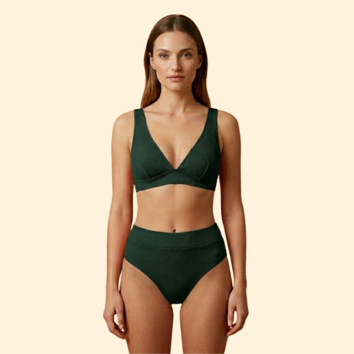 Women’s Ribbed Bikini Set with Wide Straps