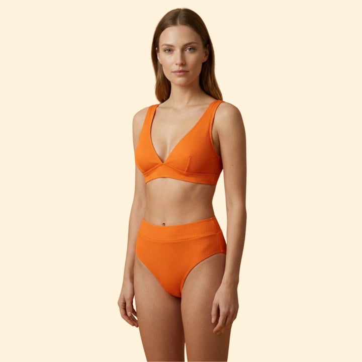 Women’s Ribbed Bikini Set with Wide Straps