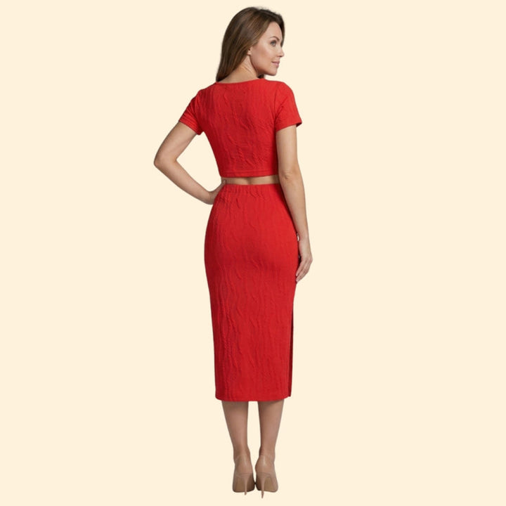 Women’s Ribbed Crop Top and High-Waisted Skirt
