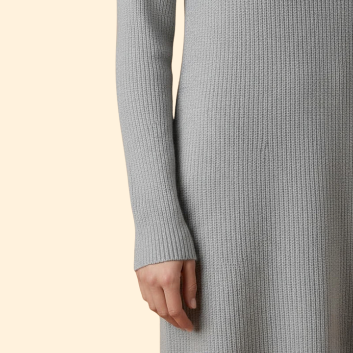 Women's Ribbed Dress with Cozy Collar