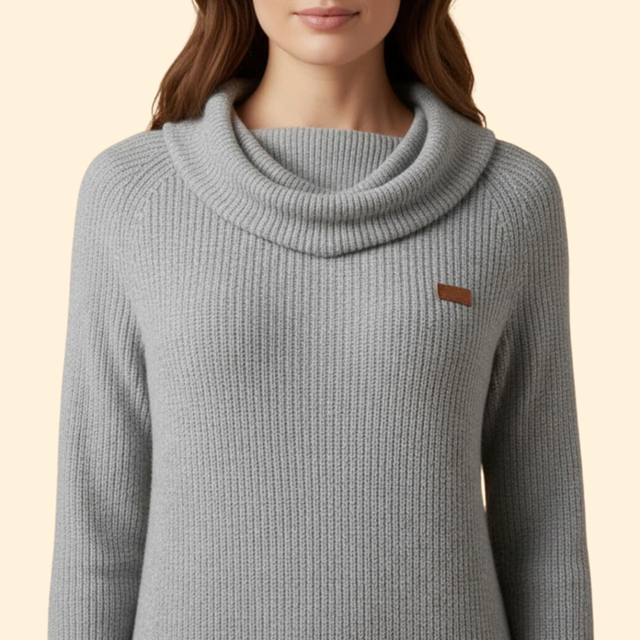 Women's Ribbed Dress with Cozy Collar