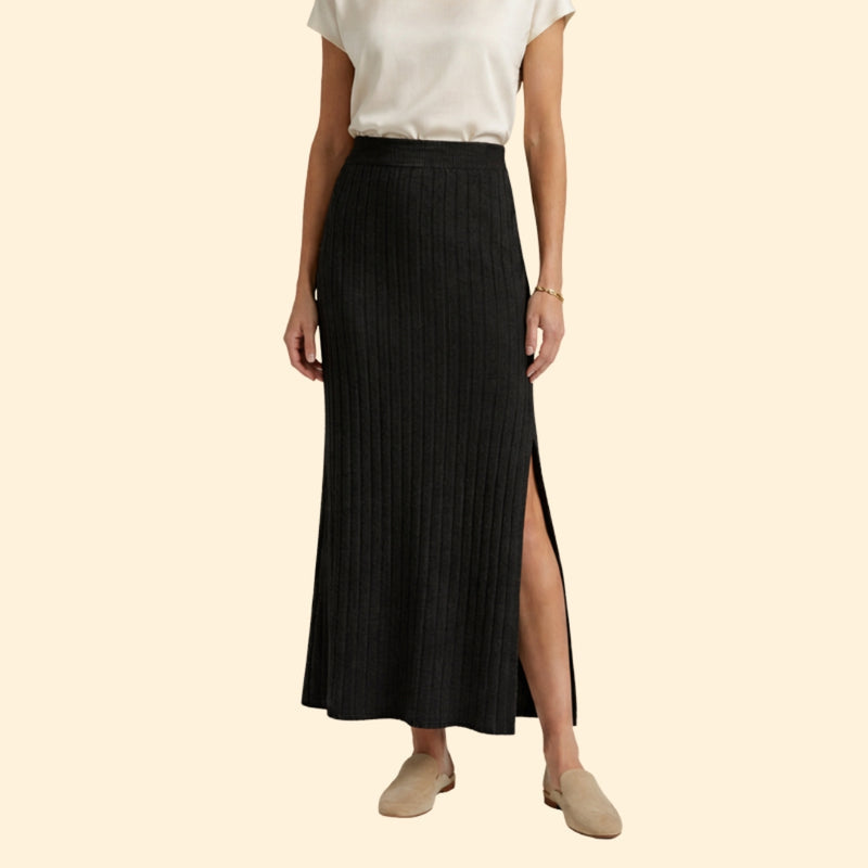 Women’s Ribbed Maxi Skirt with High Waist