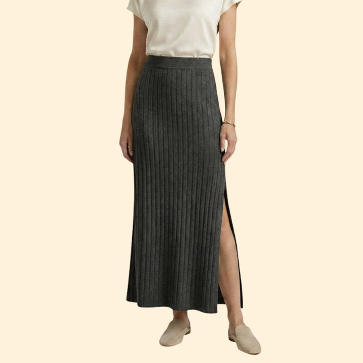 Women’s Ribbed Maxi Skirt with High Waist