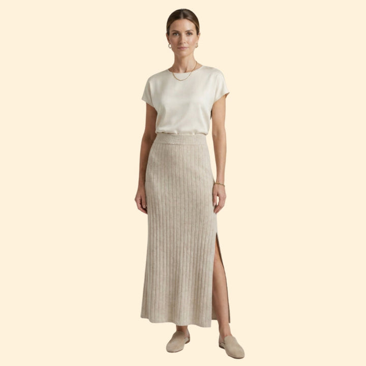 Women’s Ribbed Maxi Skirt with High Waist