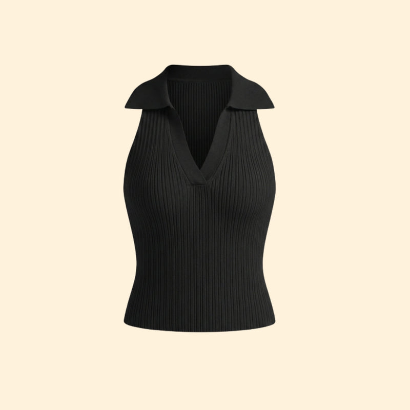 Women’s Ribbed Tank with Collared Neckline