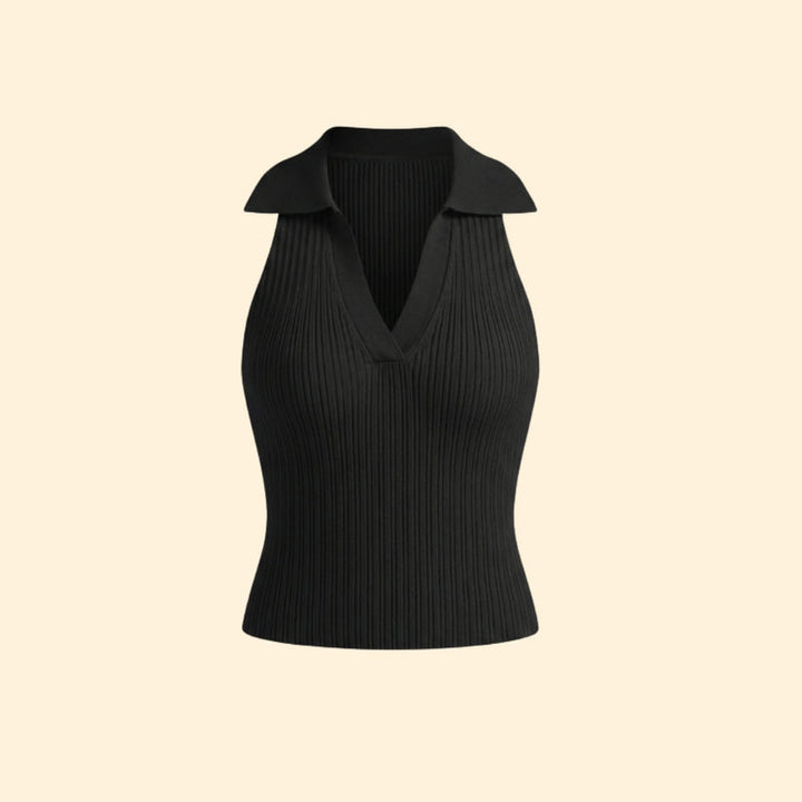 Women’s Ribbed Tank with Collared Neckline