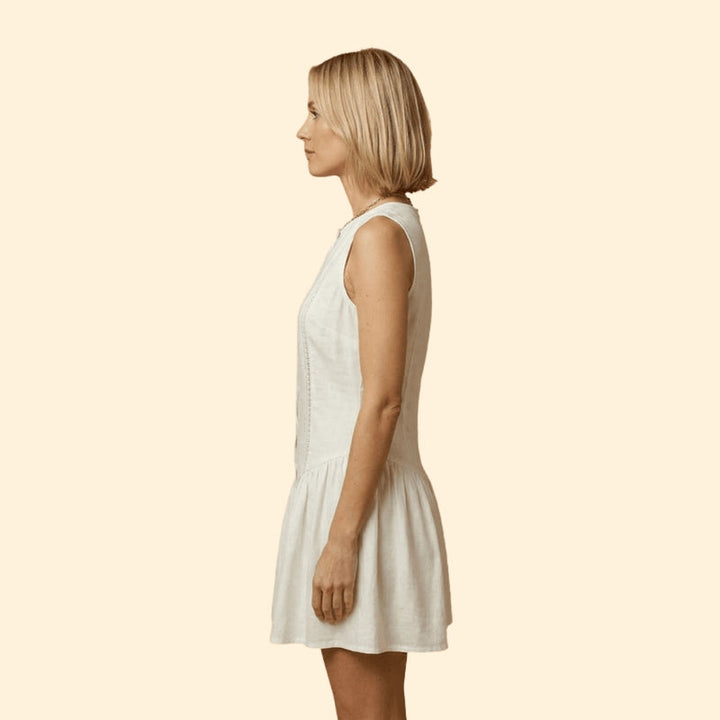 Women’s Round Neck Dress with Pleated Hem