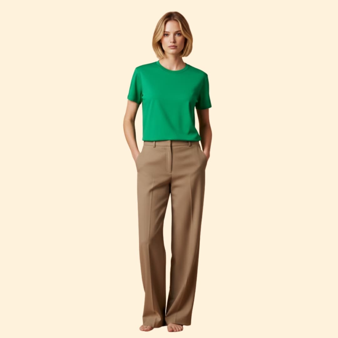 Women’s Round Neck T-shirt with Rolled Sleeves