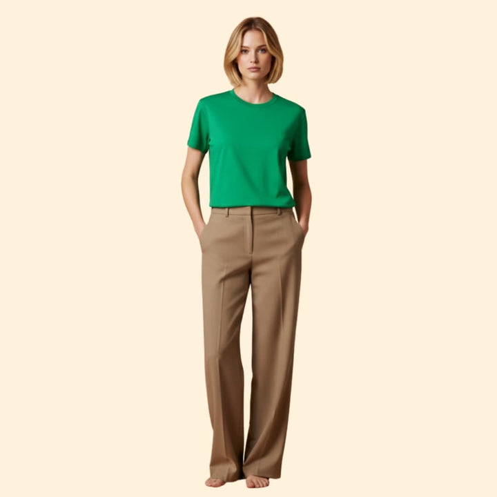 Women’s Round Neck T-shirt with Rolled Sleeves