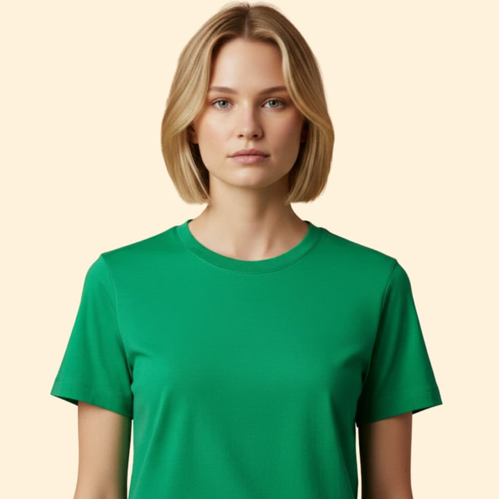 Women’s Round Neck T-shirt with Rolled Sleeves