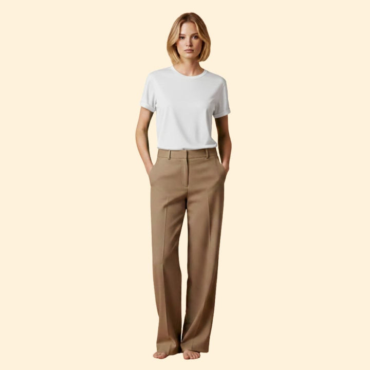 Women’s Round Neck T-shirt with Rolled Sleeves