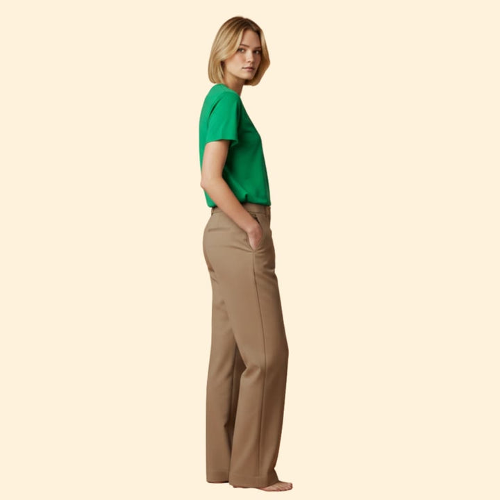 Women’s Round Neck T-shirt with Rolled Sleeves