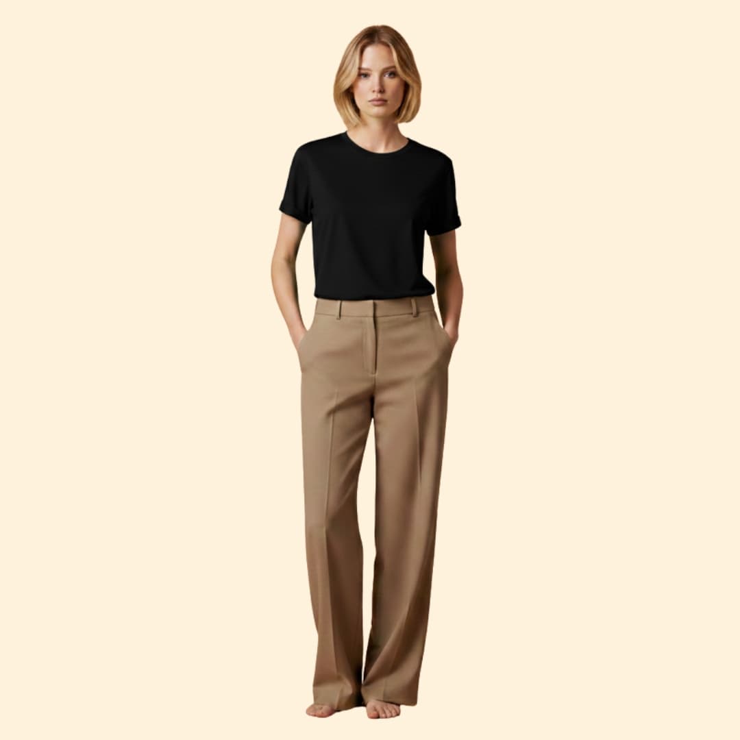 Women’s Round Neck T-shirt with Rolled Sleeves