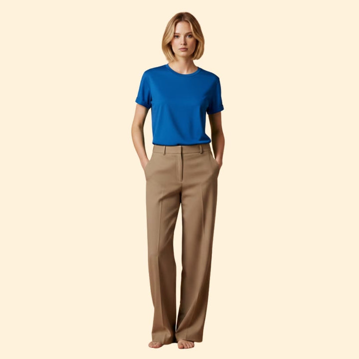 Women’s Round Neck T-shirt with Rolled Sleeves
