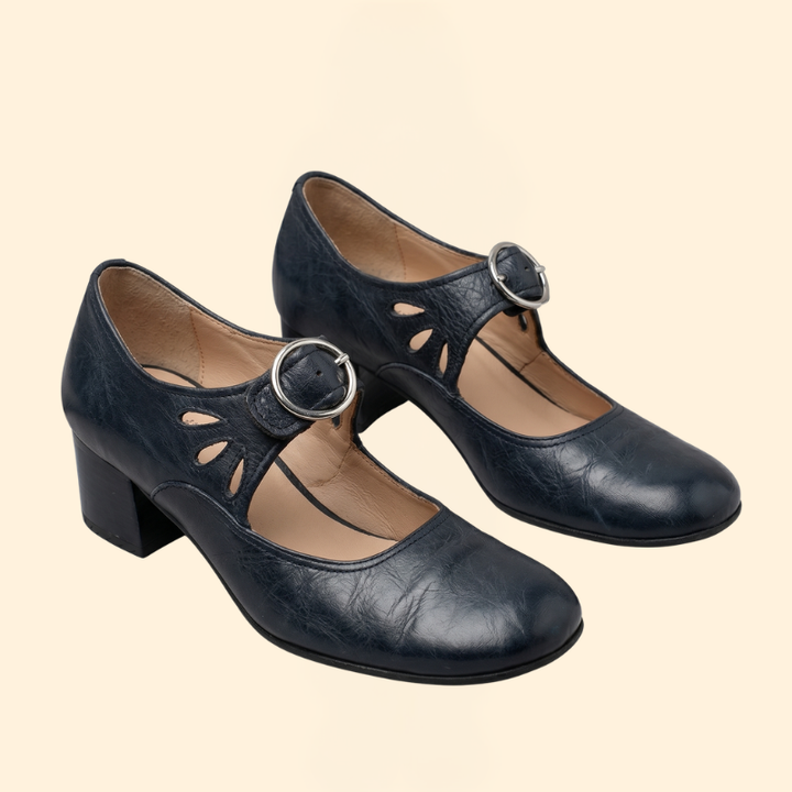Women's Round Toe Mary Janes with Circular Buckle