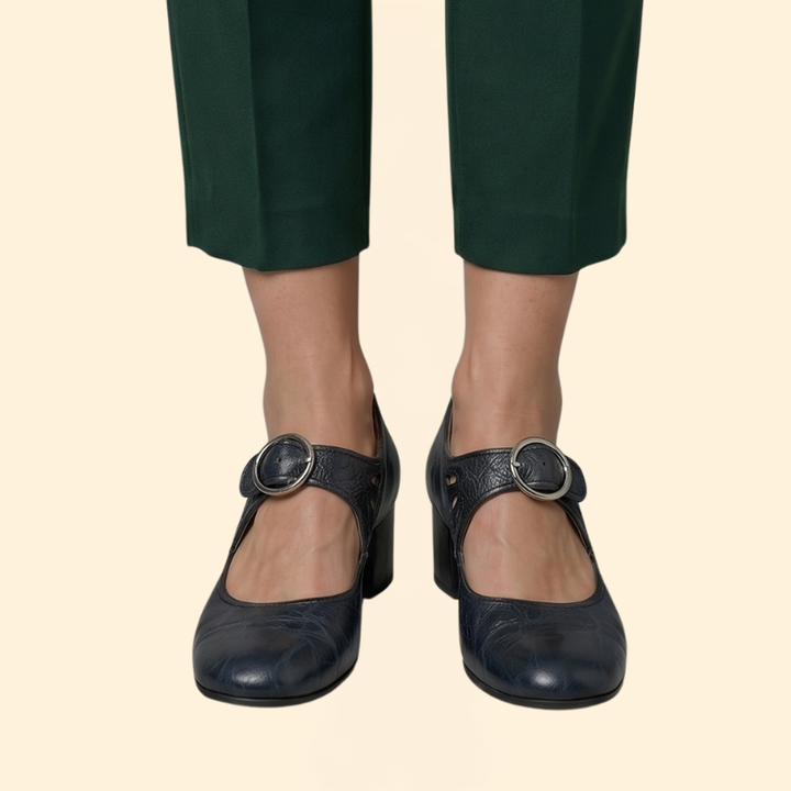 Women's Round Toe Mary Janes with Circular Buckle
