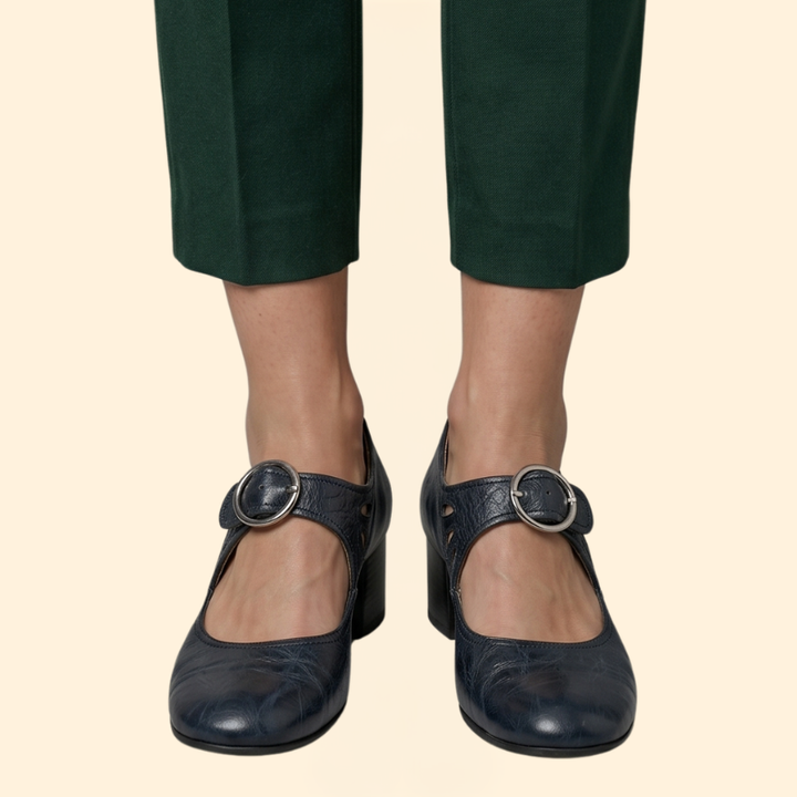Women's Round Toe Mary Janes with Circular Buckle