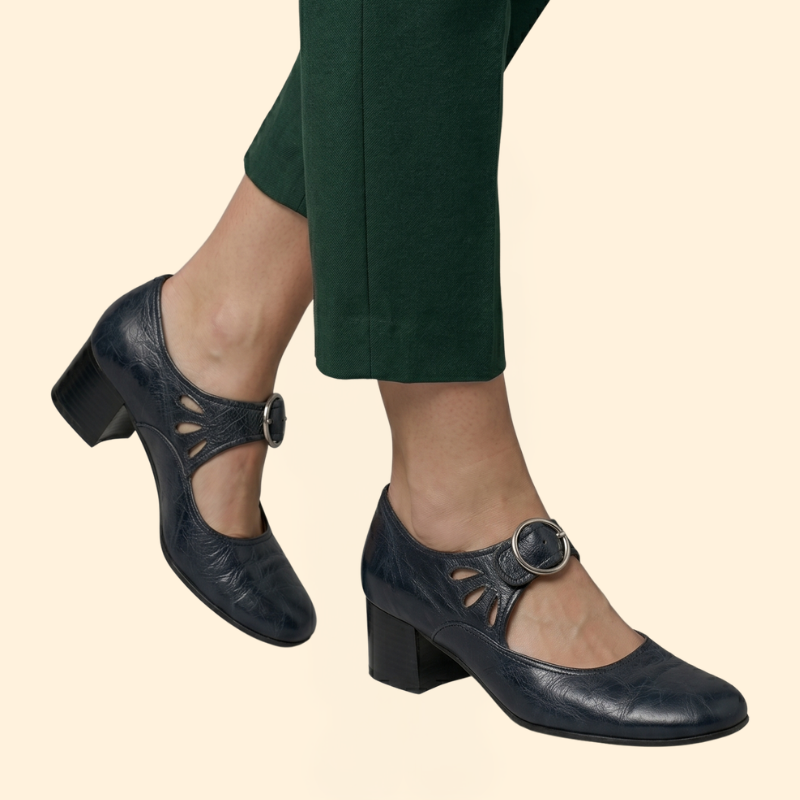 Women's Round Toe Mary Janes with Circular Buckle
