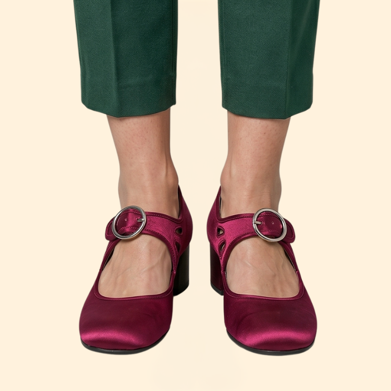 Women's Round Toe Mary Janes with Circular Buckle