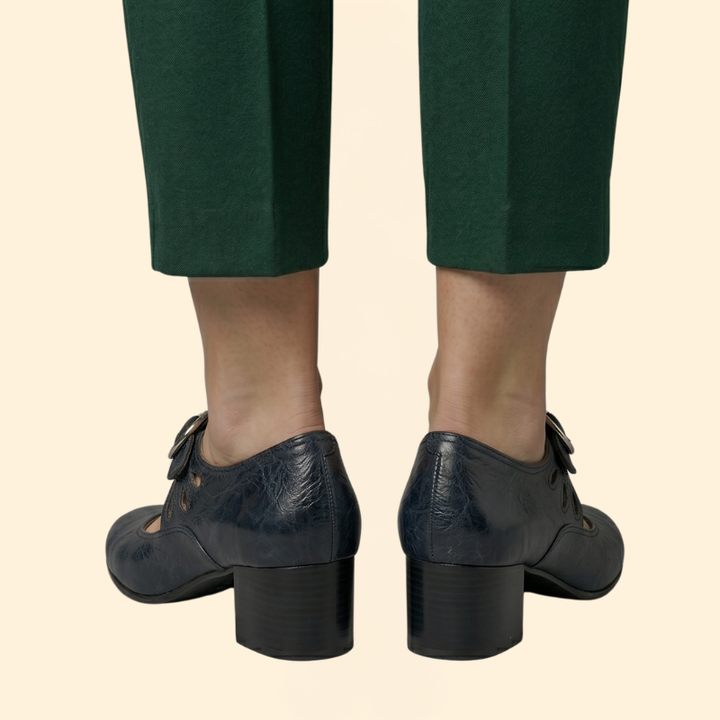 Women's Round Toe Mary Janes with Circular Buckle