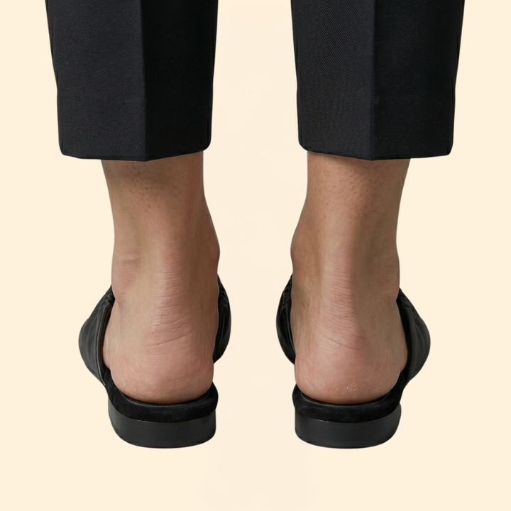 Women’s Ruched Flat Mules with Square-Toe