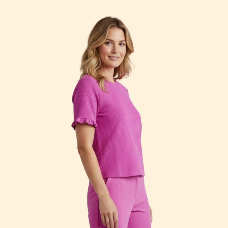 Women’s Ruffle-Trimmed T-Shirt with Short Sleeves