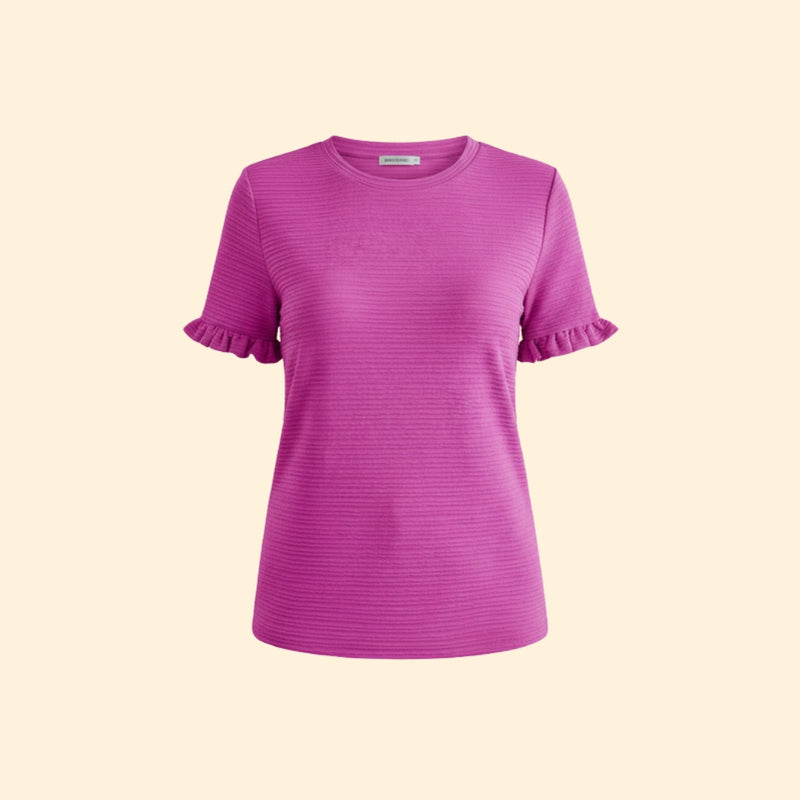 Women’s Ruffle-Trimmed T-Shirt with Short Sleeves