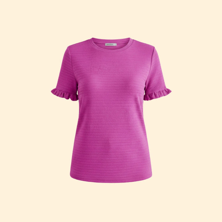 Women’s Ruffle-Trimmed T-Shirt with Short Sleeves