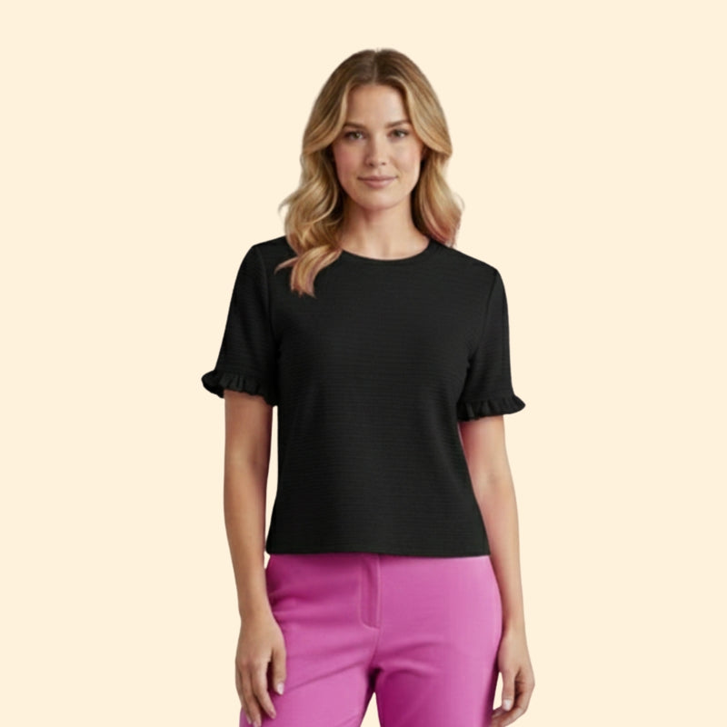 Women’s Ruffle-Trimmed T-Shirt with Short Sleeves
