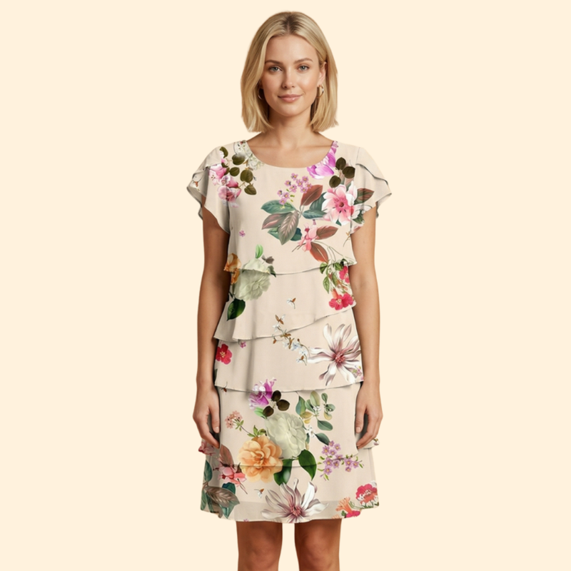 Women’s Ruffle Dress with Round Neckline