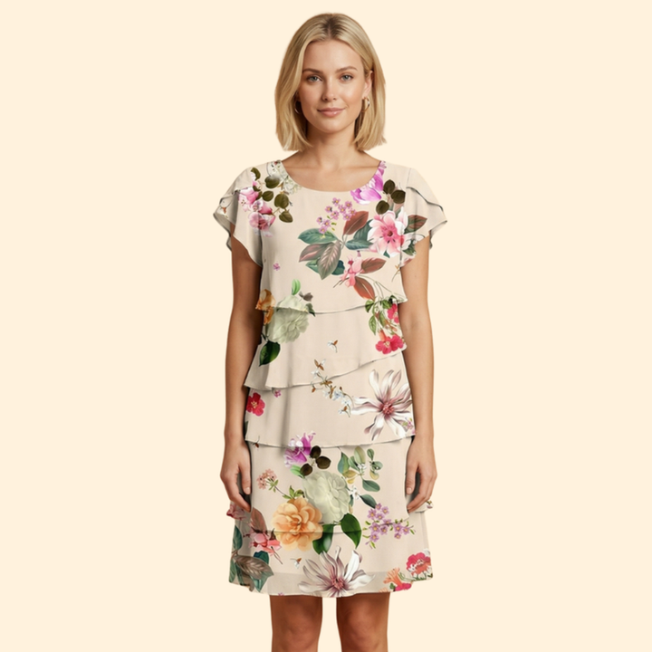 Women’s Ruffle Dress with Round Neckline