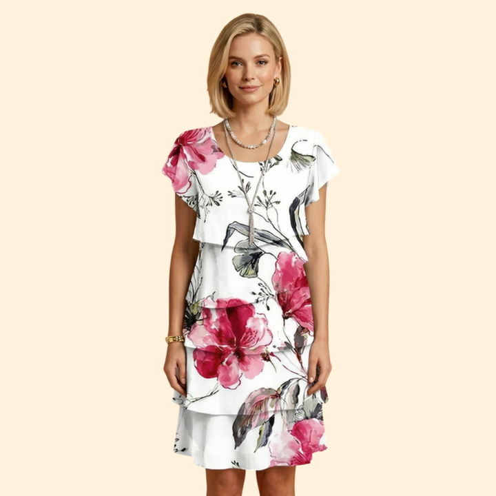 Women’s Ruffle Dress with Round Neckline