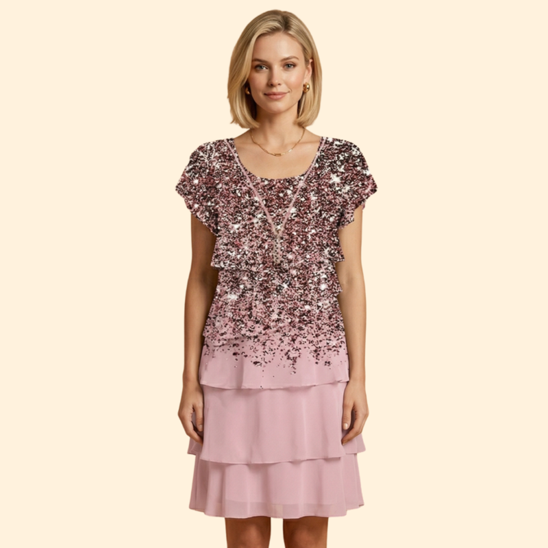 Women’s Ruffle Dress with Round Neckline