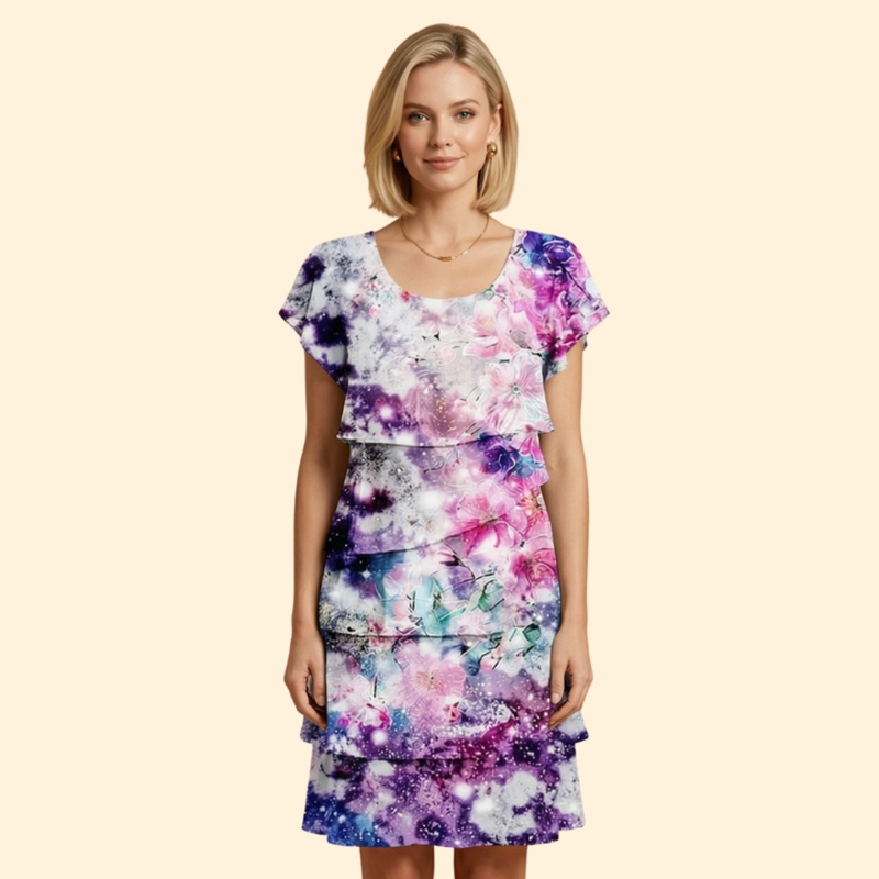 Women’s Ruffle Dress with Round Neckline
