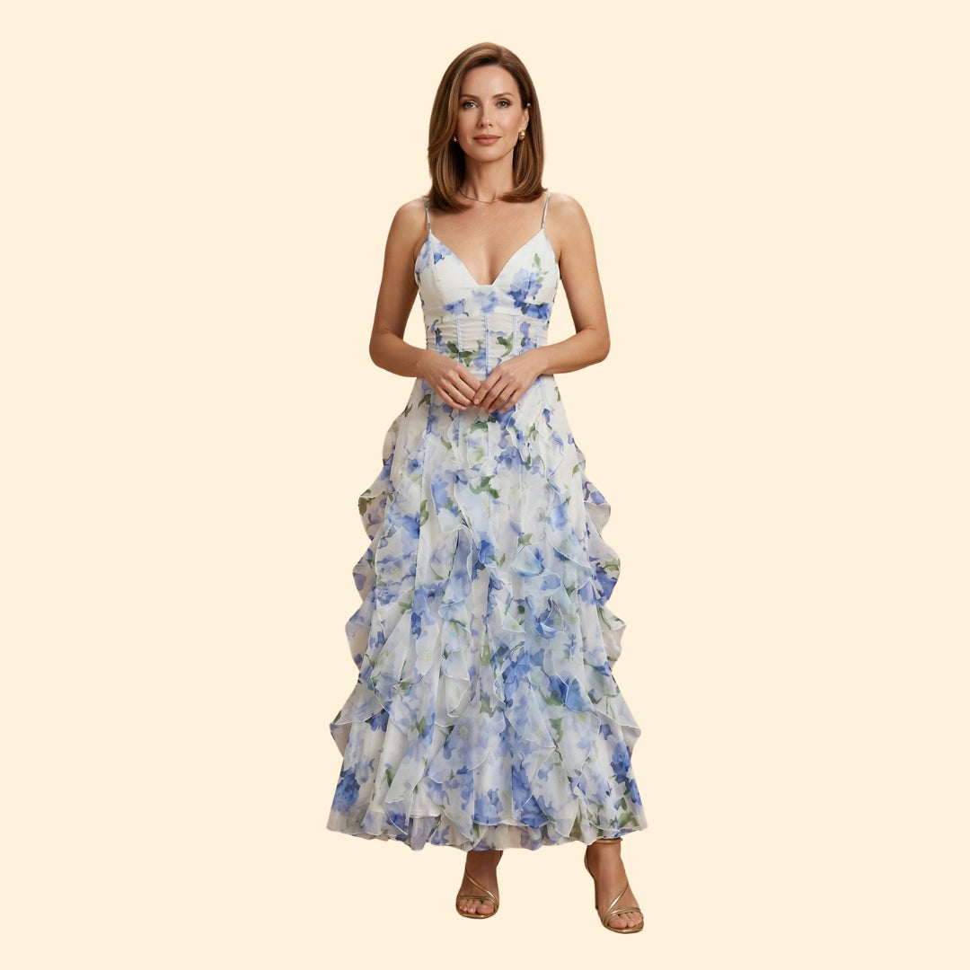 Women’s Ruffled Dress with Corset Bodice