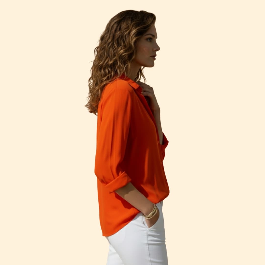 Women’s Satin Blouse with Button Front
