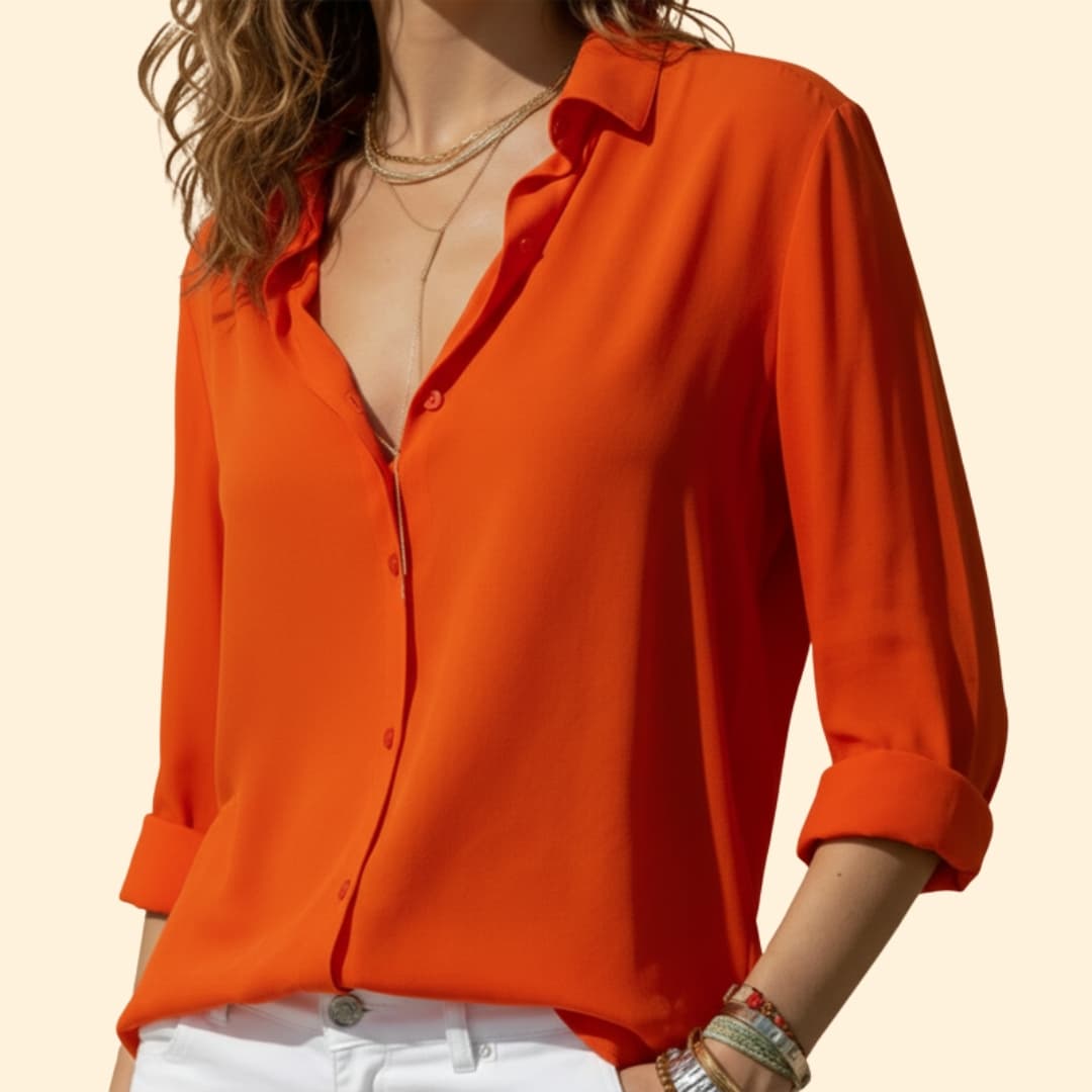 Women’s Satin Blouse with Button Front