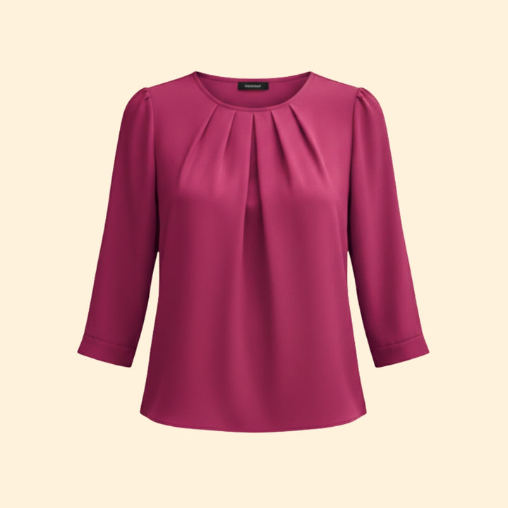 Women's Satin Blouse with Pleated Detail