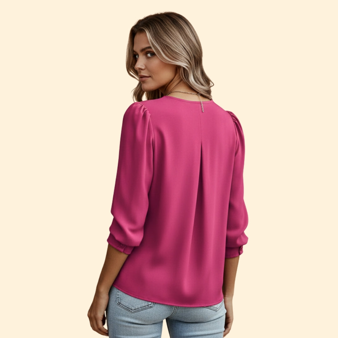 Women's Satin Blouse with Pleated Detail