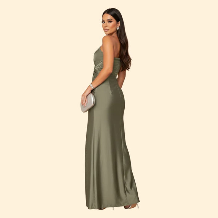 Women's Satin Dress with One-Shoulder Design